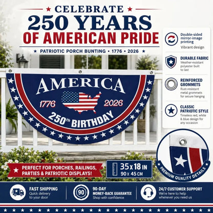 Flash Sale 60% OFF⭐Veteran Made - USA 250th Anniversary Flag Half Round Banner🦅