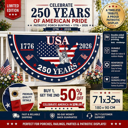 Flash Sale 60% OFF⭐Veteran Made - USA 250th Anniversary Flag Half Round Banner🦅