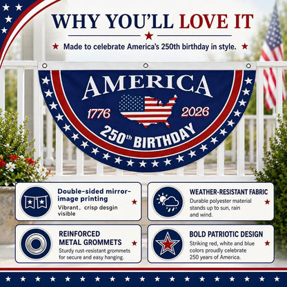 Flash Sale 60% OFF⭐Veteran Made - USA 250th Anniversary Flag Half Round Banner🦅