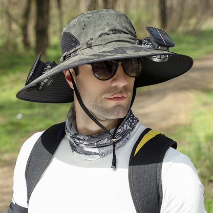 🔥Father's Day Sale 49% OFF - Wide Brim Solar Fan Outdoor Fishing Hat-Solar & USB Charging