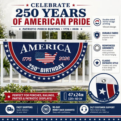 Flash Sale 60% OFF⭐Veteran Made - USA 250th Anniversary Flag Half Round Banner🦅