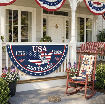 Flash Sale 60% OFF⭐Veteran Made - USA 250th Anniversary Flag Half Round Banner🦅