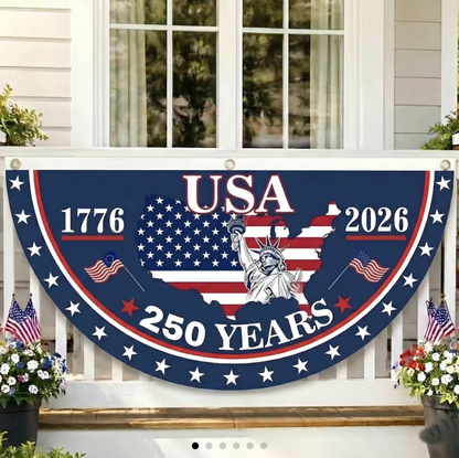 Flash Sale 60% OFF⭐Veteran Made - USA 250th Anniversary Flag Half Round Banner🦅