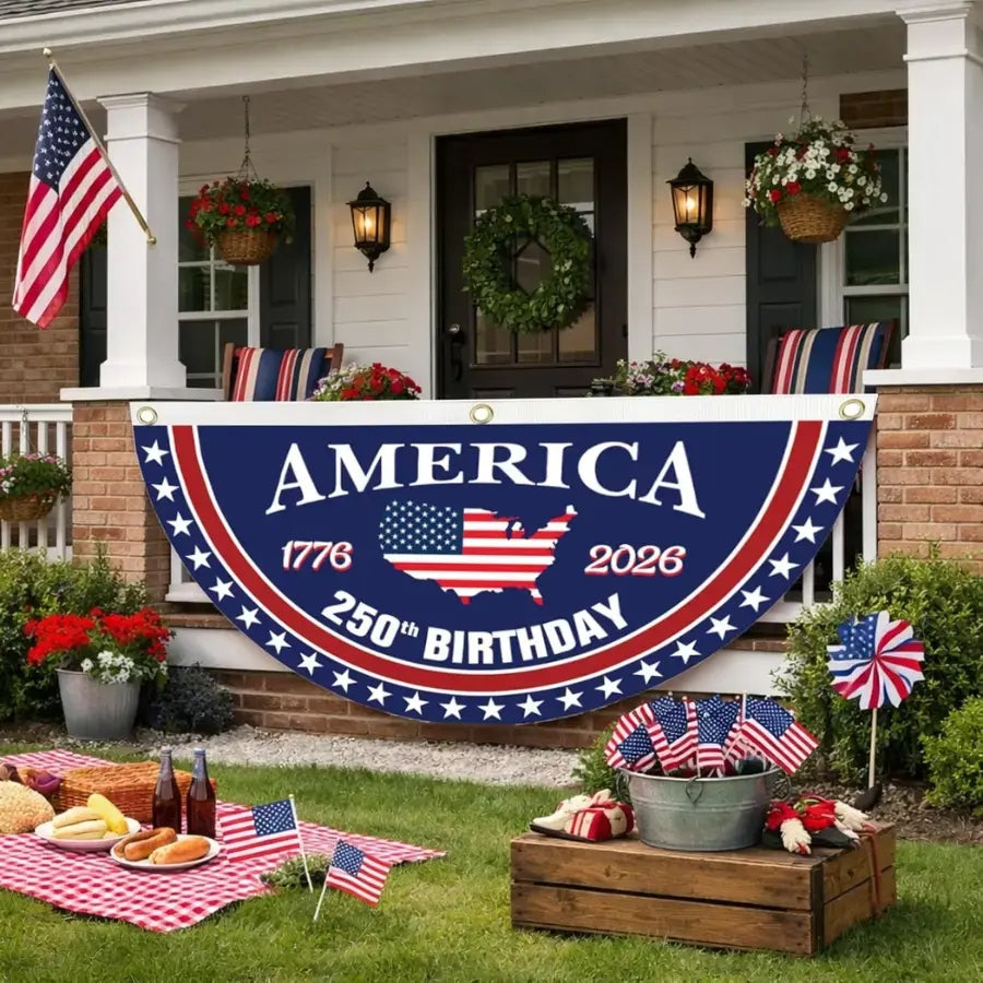 Flash Sale 60% OFF⭐Veteran Made - USA 250th Anniversary Flag Half Round Banner🦅