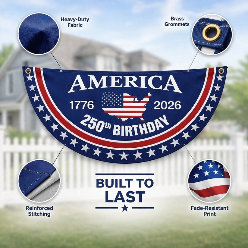 Flash Sale 60% OFF⭐Veteran Made - USA 250th Anniversary Flag Half Round Banner🦅